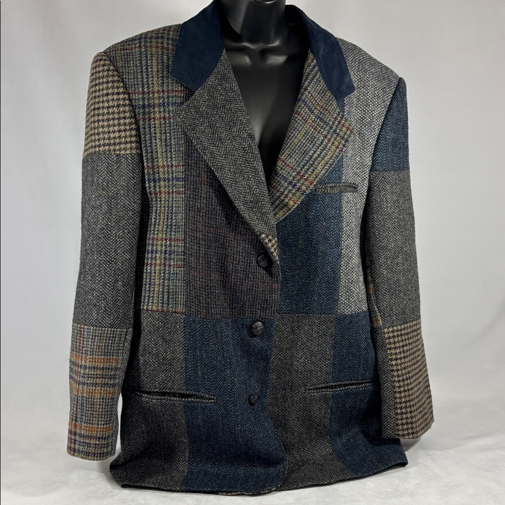 International Scene Vintage Patchwork Wool Blazer… - image 1